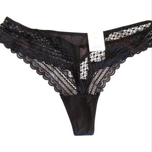 NWT Auden Black Lace Thong Underwear Size M (8-10)